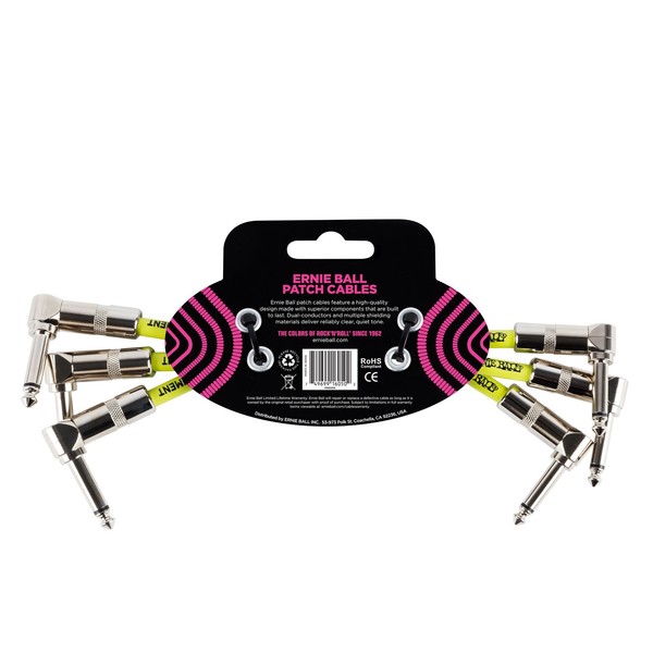 Ernie Ball 6" Patch Cable 3 Pack, Black - Back