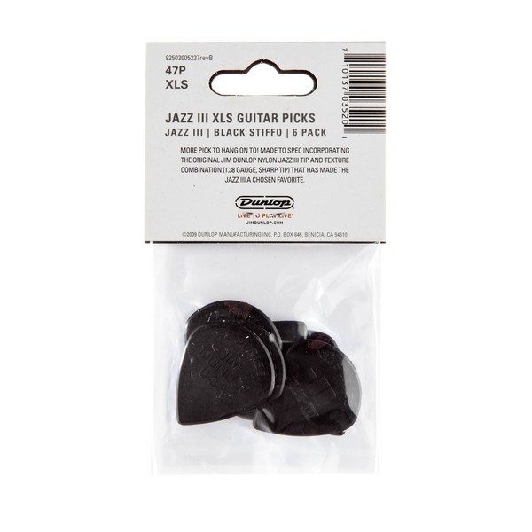 Dunlop Nylon Max Grip Jazz III XL Back of Packet