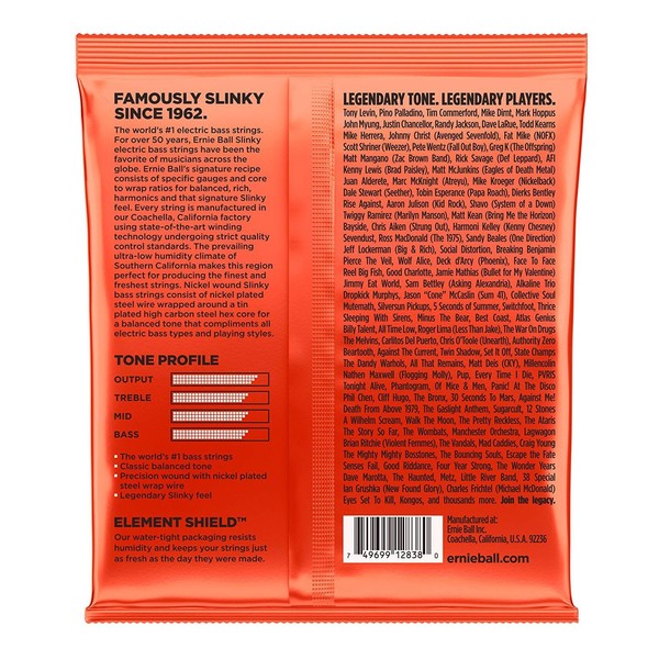 Ernie Ball Slinky 6 String Long Scale Bass Set, 32-130 - Back