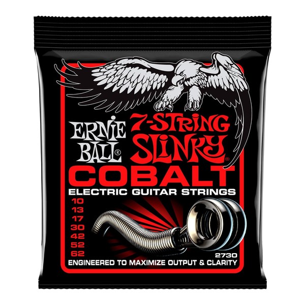 Ernie Ball Cobalt Skinny Top Heavy Bottom Slinky 7 String Set, 10-62