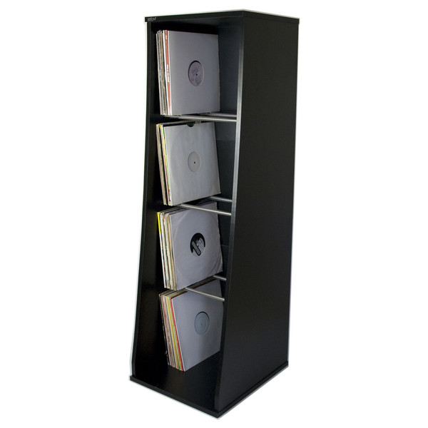 Sefour Vinyl Storage Unit for 500 Records, Black - Front (Records Not Included)
