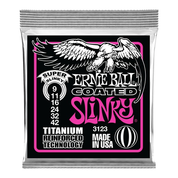 Ernie Ball Super Slinky Coated Titanium Set, 9-42