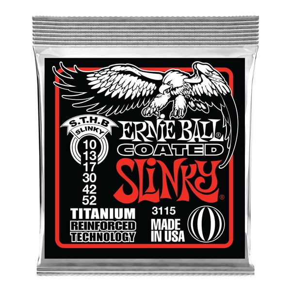 Ernie Ball Skinny Top Heavy Bottom Slinky Coated Titanium Set, 10-52 - Front