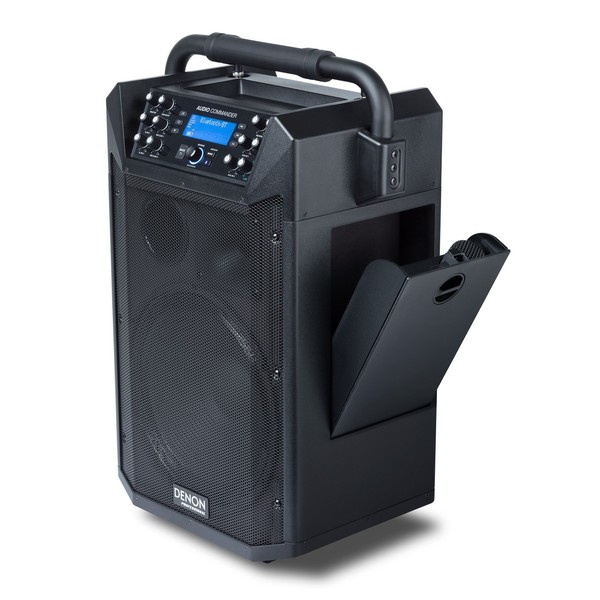 Denon Audio Commander Professional Portable PA System, Speaker Angled with Open Mic Storage