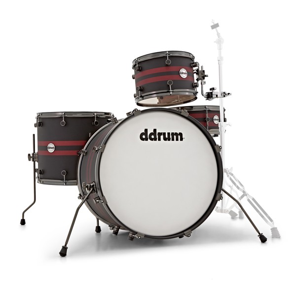 DDrum Reflex Rally Sport 4pc 22" Shell Pack, Black with Red Stripes main