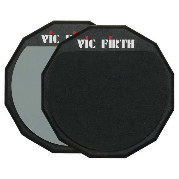 Vic Firth 12'' Double Sided Practice Pad with Soft and Hard Rubber - Front & Back