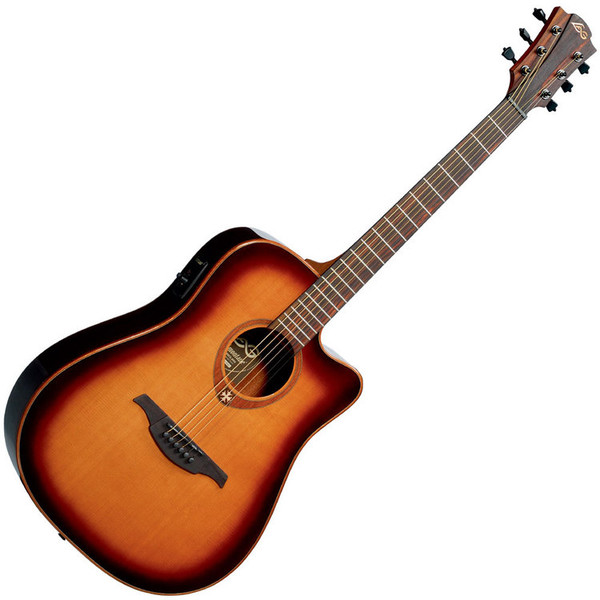 LAG Tramontane T100DCEBRS Electro Acoustic Cutaway, Brown Shadow