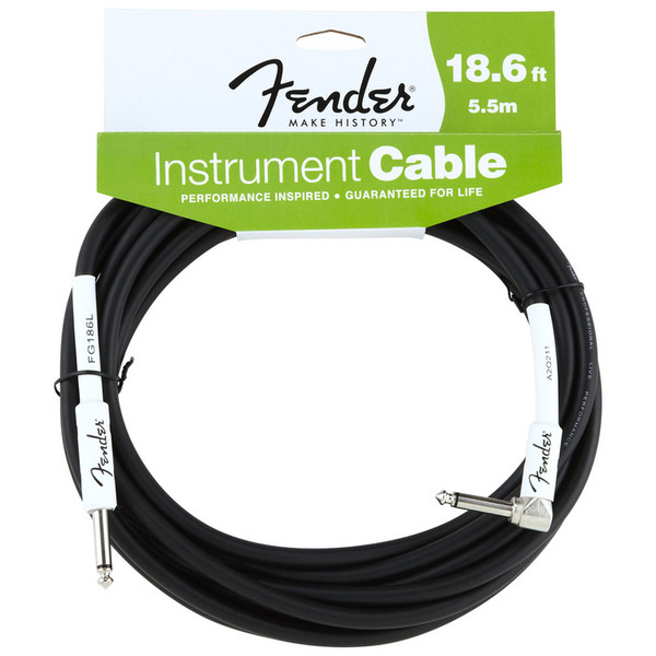 Fender 5.5m Angled Instrument Cable, Black