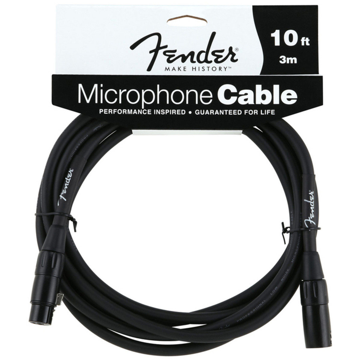 Câble Instrument Fender 3m Noir - Jack 6.35mm Droit/Droit - Pour Guitare, Basse, Clavier