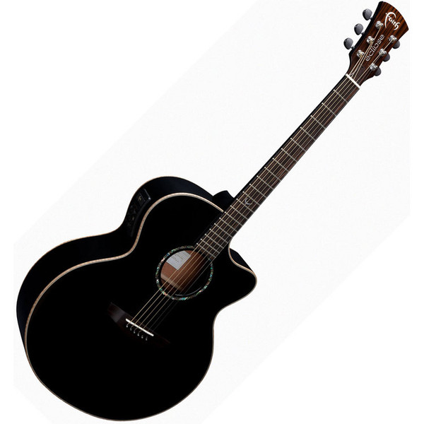 Faith Eclipse Jupiter Jumbo Electro Acoustic Guitar, Black Gloss