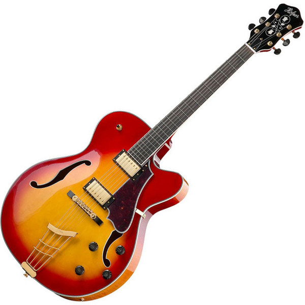 Hofner HCT Jazz Electric Guitar, Double Pickup, Cherry Sunburst