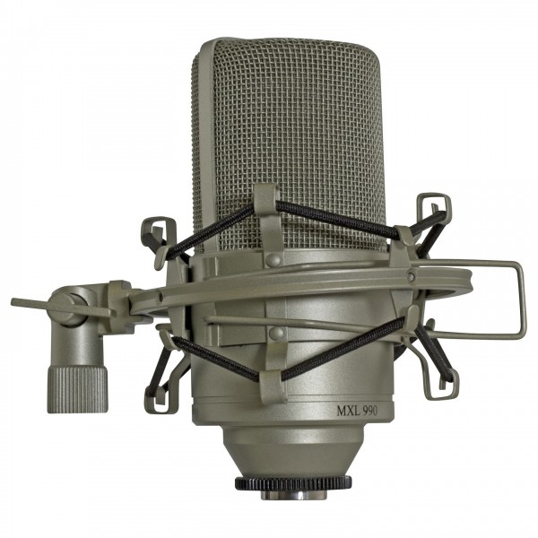 MXL 990 Condenser Mic with Carry Case and Shockmount - Angled