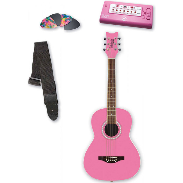 Daisy Rock Junior Miss Acoustic Short Scale Guitar Pack, Bubble Gum