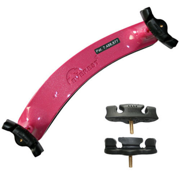 Everest Violin Shoulder Rest, 1/4 Size, Hot Pink