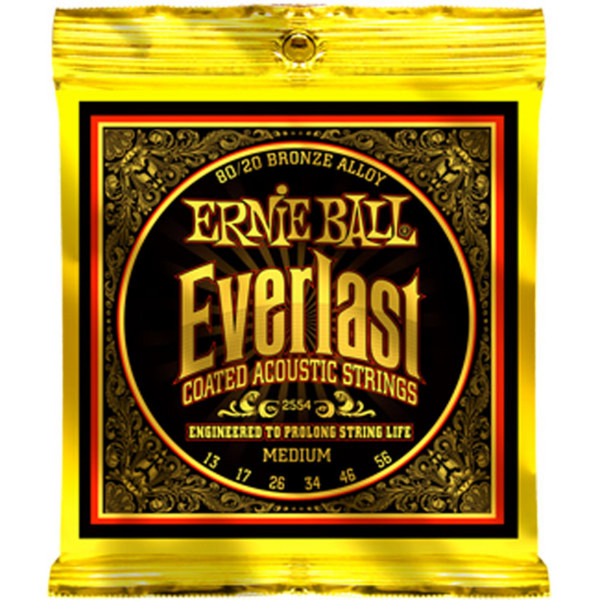 Ernie Ball Everlast 2554 80/20 Bronze Acoustic Guitar Strings 13-56