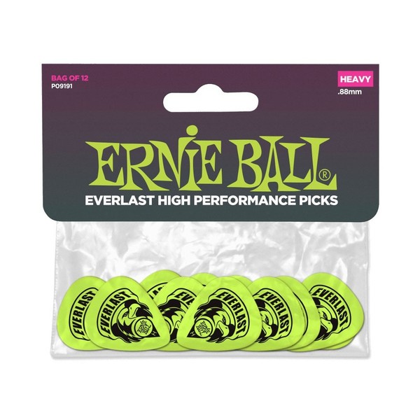 Ernie Ball 9191 Everlast Picks 12 Pack Heavy .88mm Green