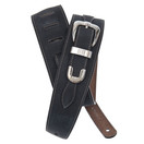 D'Addario 25LBB00 Belt Buckle Leather Guitar Strap, Black