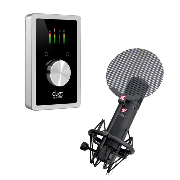 Apogee Duet 2 and sE2200A II Multi Pattern Mic with Pop Shield