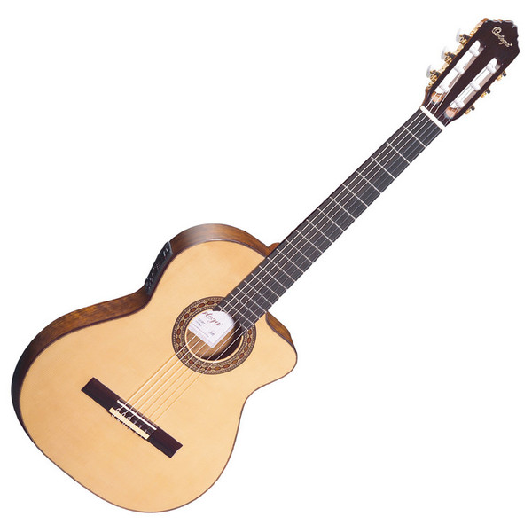 Ortega RCE280T Electro Classical Guitar, Solid Spruce Top, Thin Line
