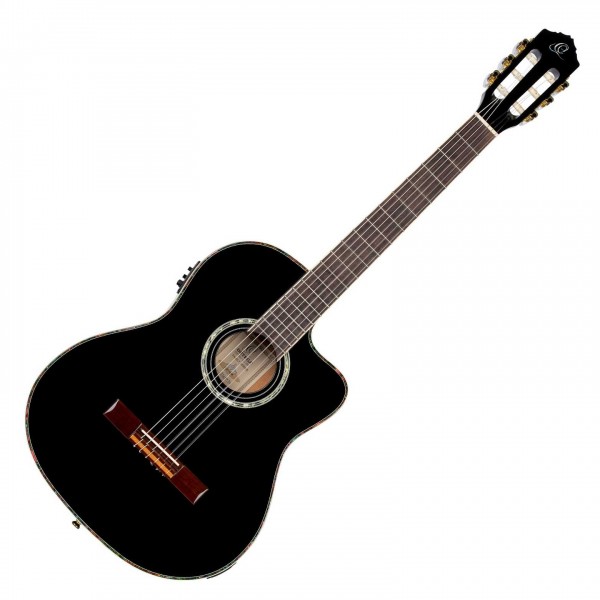 Ortega RCE145BK Electro Classical Guitar, Gloss Black