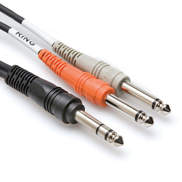 Hosa STP-202 Insert Cable, 1/4" TRS to Dual 1/4" TS, 2m