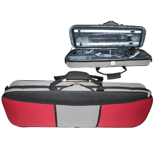 GSJ Two Tone Oblong Violin Case 4/4 Red/Grey