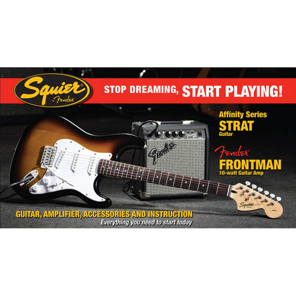 Fender Squier Stratocaster Pack with 10w Amp, Sunburst