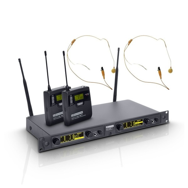 LD Systems WIN 42 Dual Headset Mic Wireless System, Beige