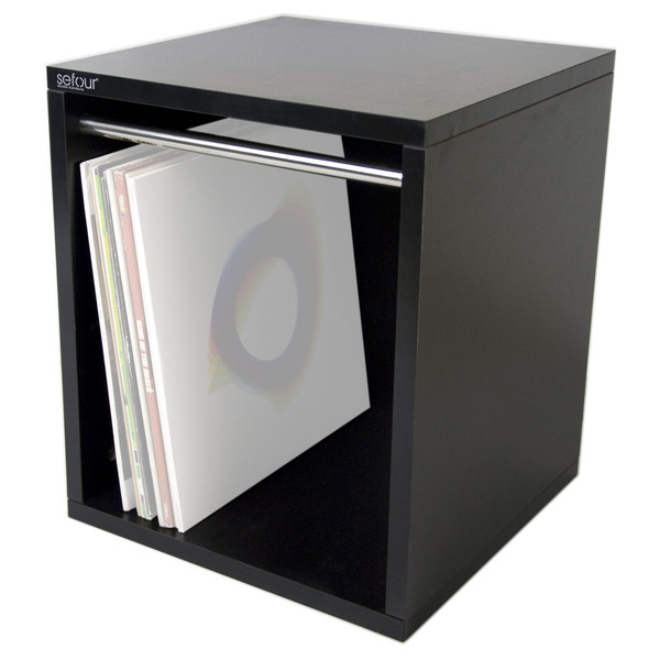 Sefour Carry Box for 115 Records, Black - Front Angled (Records Not Included)