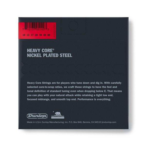 Dunlop Electric Guitar Strings 'Heavy Core' 7 String Set, 10-60 - back