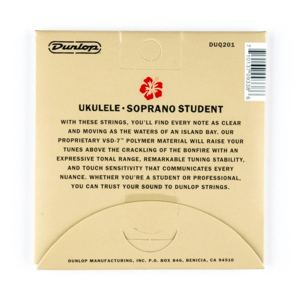 Dunlop Ukulele Soprano Student 4 String Set - back