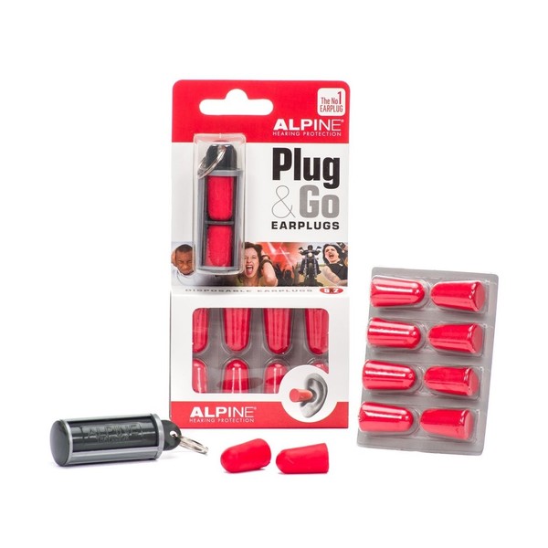 Alpine Plug & Go Disposable Earplugs, 5 Pairs with Case