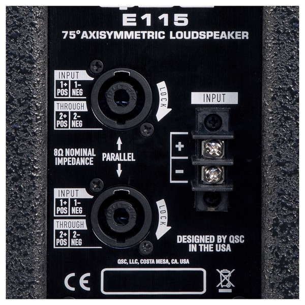 QSC E Series E115 15'' Passive PA Speaker, Rear Connectivity