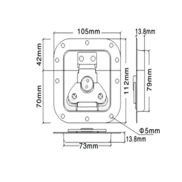 Butterfly Latch with 9mm Depth, Medium