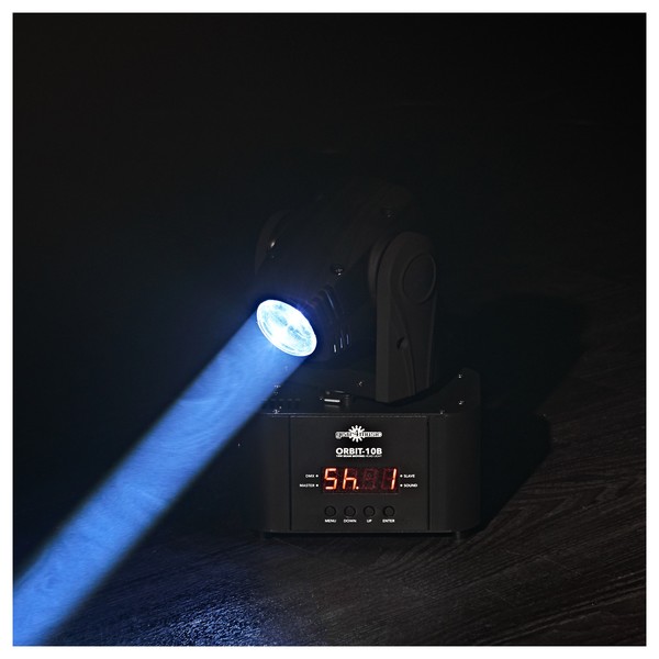 ORBIT 10W LED Moving Head Beam Light by Gear4music