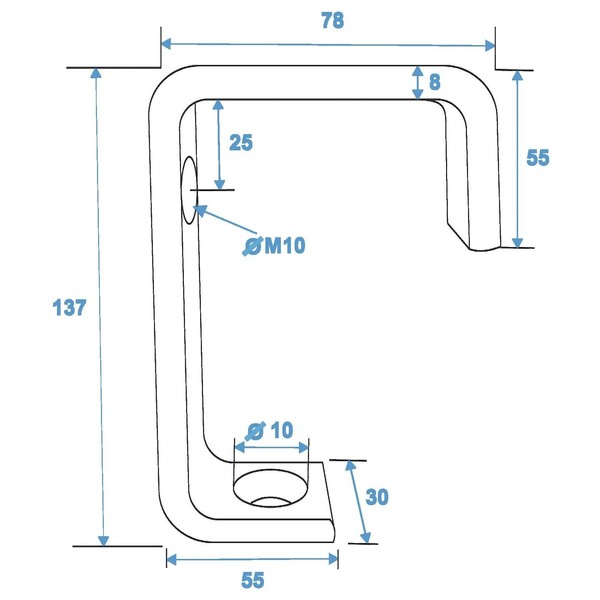 Eurolite TH-52 50mm Clamp, Silver Dimensions