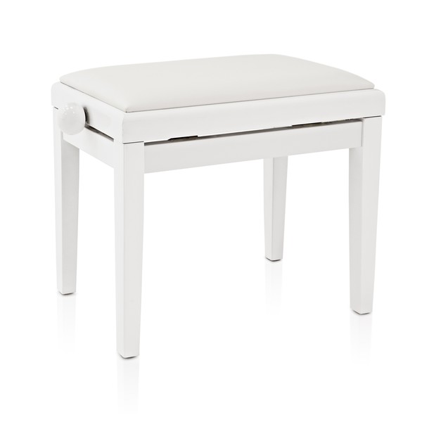 Adjustable Piano Stool by Gear4music, White - B Stock
