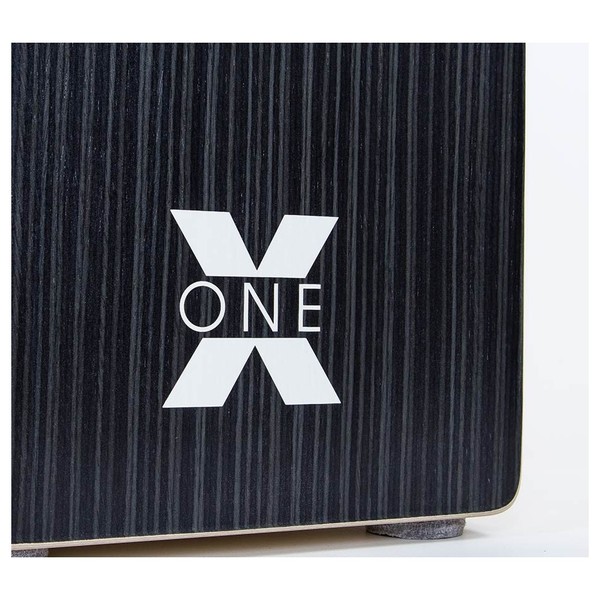 Schlagwerk X-One Hard Coal Stripes Cajon - Logo Veneer Close Up