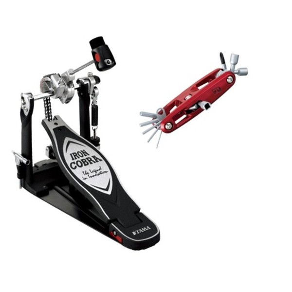Tama Iron Cobra Powerglide Single Pedal with Case and Free Multi Tool-full image