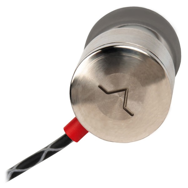 Flare Audio Jet 3 Earphones with Controls & Mic, Titanium, Driver Rear Angled Close Up
