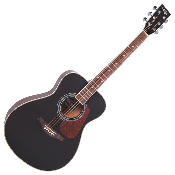 Vintage V300 Folk Acoustic Guitar, Black