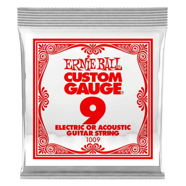 Ernie Ball Single .009 Plain Steel String - Pack View