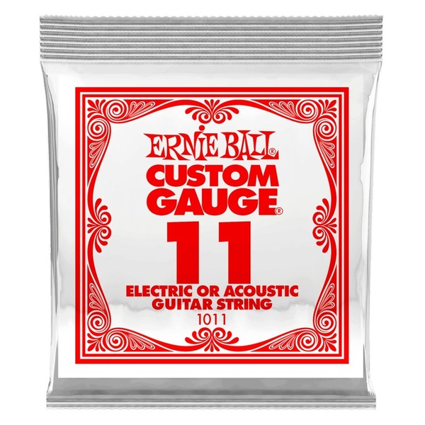 Ernie Ball Single .011 Plain Steel String - Front of Pack View