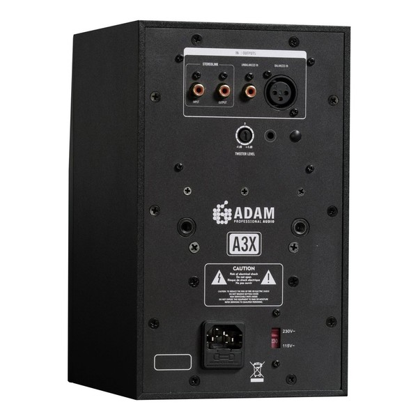 Adam A3X Active Studio Monitors, Includes Desktop Monitor Stands - Back
