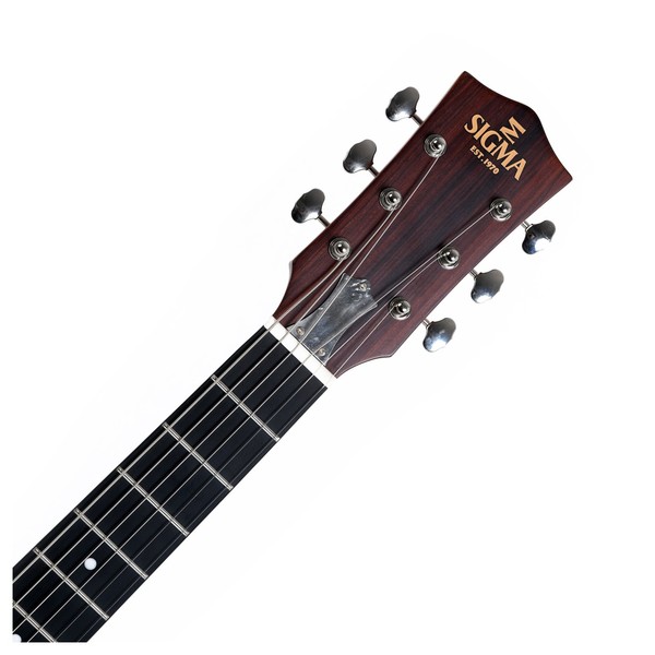 Sigma RM-140E+ Electro Acoustic Cone Resonator, Mahogany Headstock View