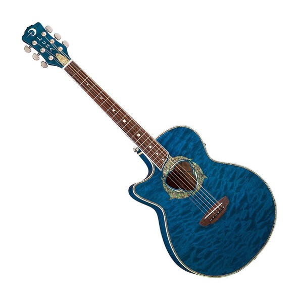 Luna Fauna Dolphin Electro Acoustic Guitar, Left Handed Trans Blue