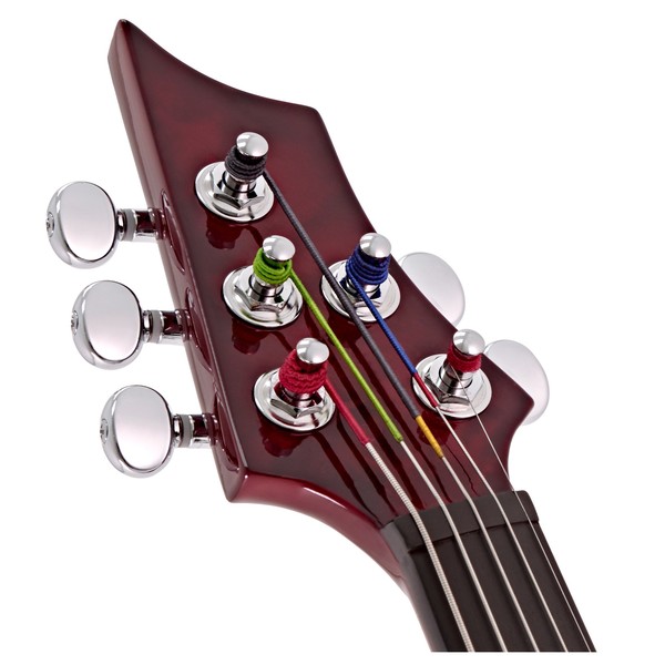 Wood Violins Viper 5 String Electric Violin, Deep Red Quilt head
