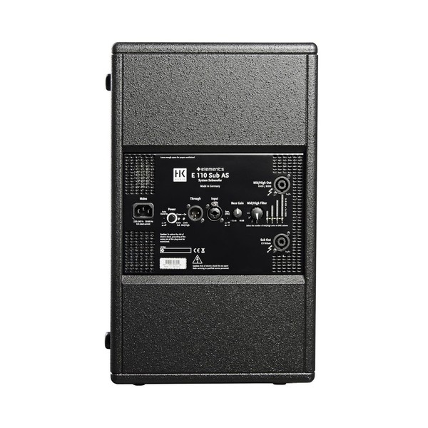HK Audio Elements Smart Base Single Active Mono PA System, E 110 SUB AS Rear Panel