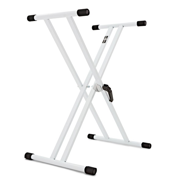 X-Frame Double Braced Keyboard Stand, White by Gear4music angle