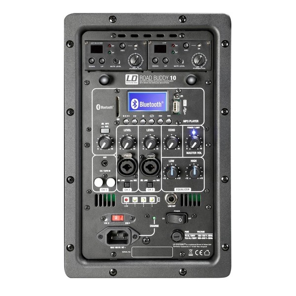 LD Systems Roadbuddy 10 HHD2 Portable PA Speaker with Microphones Back Panel
